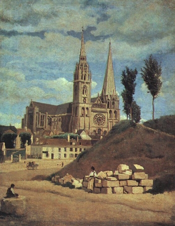 Chartres Cathedral (1830/72), by Jean-Baptiste-Camille Corot || Source - http://cgfa.sunsite.dk/corot/