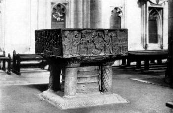 Font of Winchester Cathedral, England || Source - From Old Books - http://www.fromoldbooks.org
