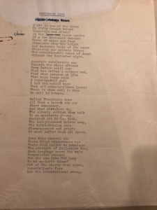 Typescript of the first page of a poem written by Auden