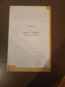 Photograph of a pamphlet published by the University of Oklahoma