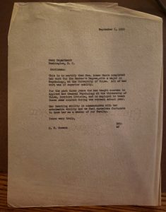 photograph of a letter about Aimee Whitman Marrs