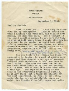 Scanned image of a letter addressed "Darling Cynthia" from Enid September 1, 1944