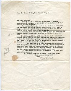 Scanned image of a letter addressed "Dear Lady Cynthia" from Enid Jones July 12
