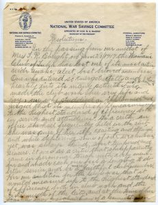 Scanned image of a letter titled Resolutions about a recently deceased member of Tulsa Women's Club
