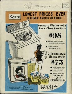 scanned image of an advertisement for Sears and Kenmore Washer and Dryers